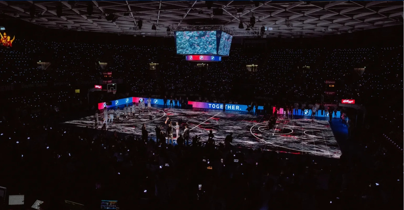 LED ‘GlassFloor’ becomes permanent at Munich basketball stadium